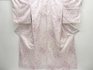 よろけ斜め格子に花模様本場大島紬着物(染)